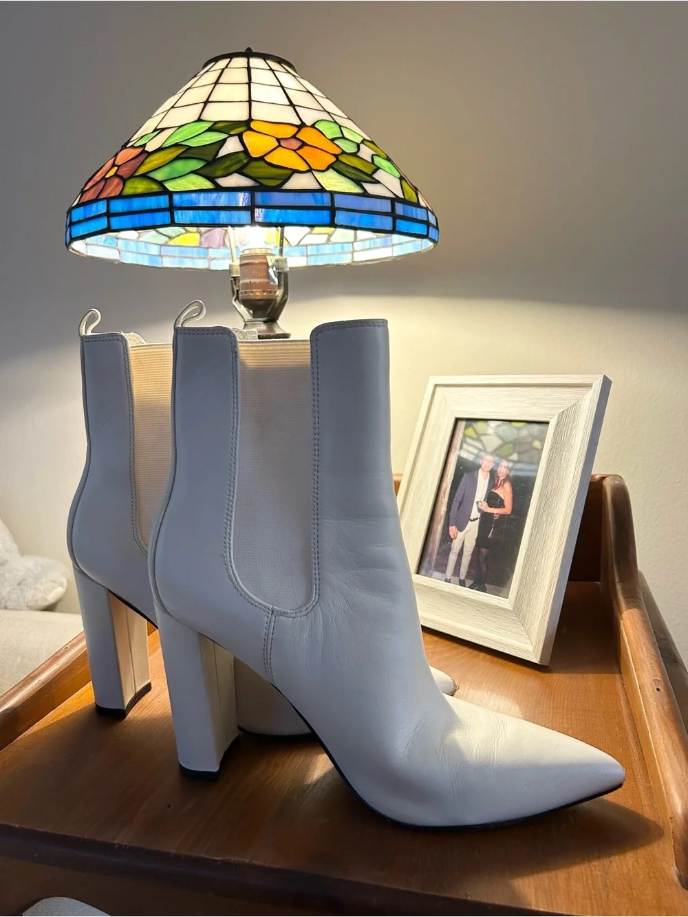 Marc Fisher White Pointed Toe High Heel Boots - Women
